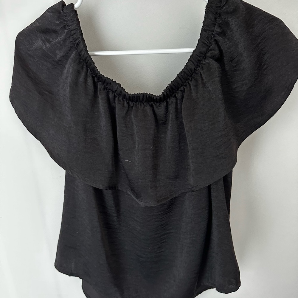 Urban Outfitters Black Satin Off the Shoulder Top
